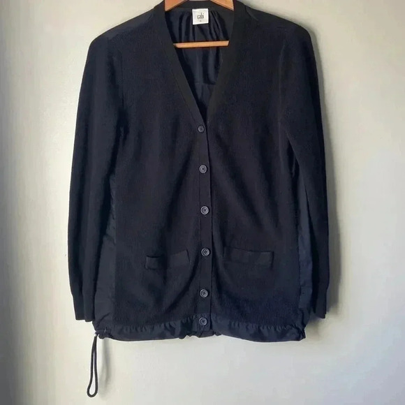 CAbi Women’s Black drawstring waist bottom Cardigan size M - Picture 1 of 6